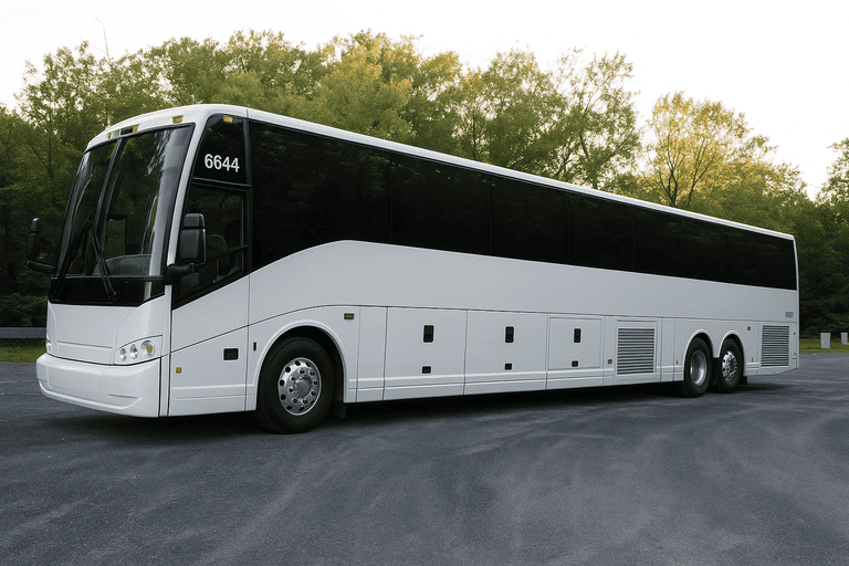 exterior of Charter Bus Rental Burlington coach bus